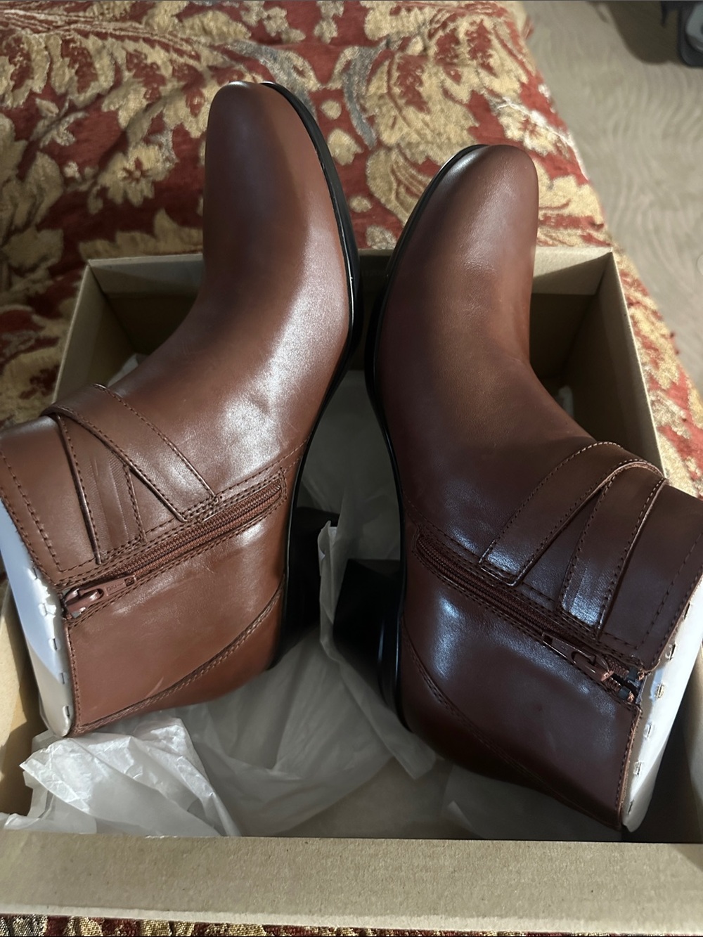 Clarks Brown Leather Zip Ankle Boots